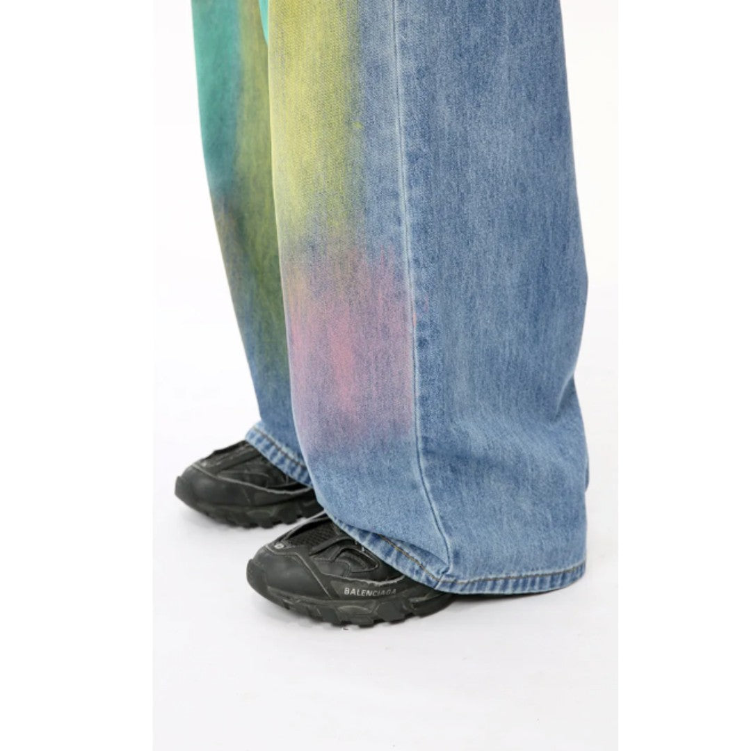 "Denzor" - Baggy Jeans - Classic Blue Denim & Pastel