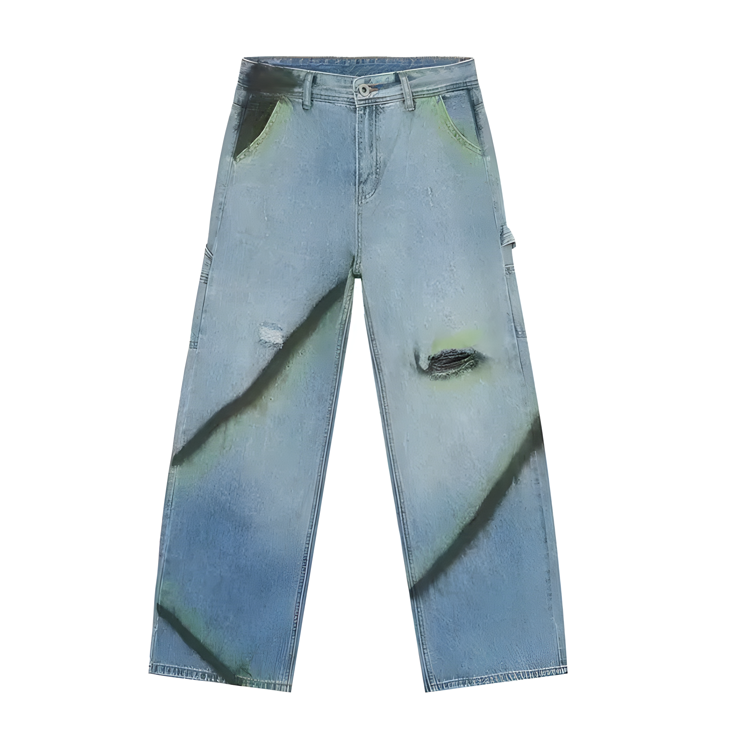 "Zynalia" - Relaxed Fit Jeans - Destroy & Glow