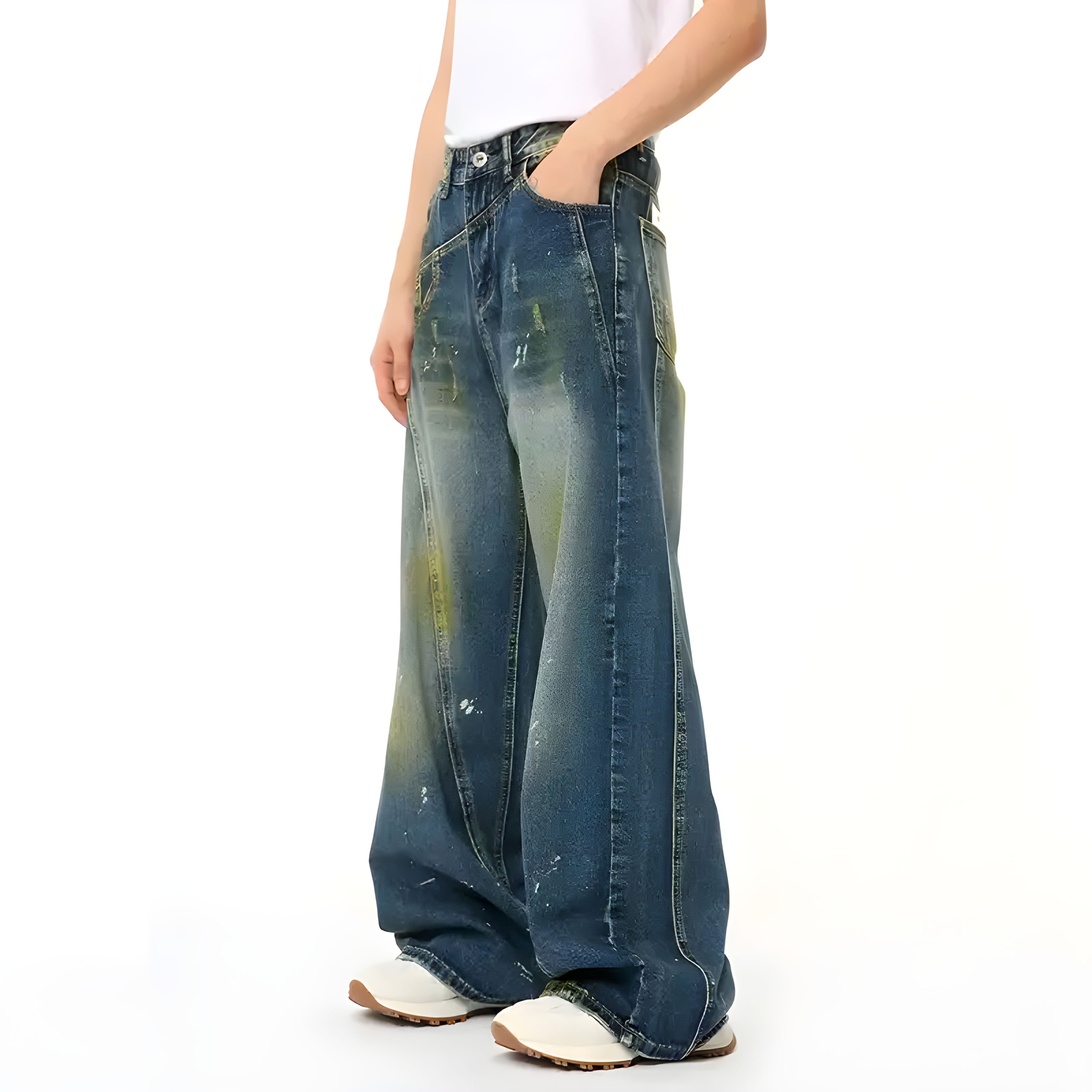 "Dynatrix" - Baggy Jeans - Washed Denim & Deconstructed