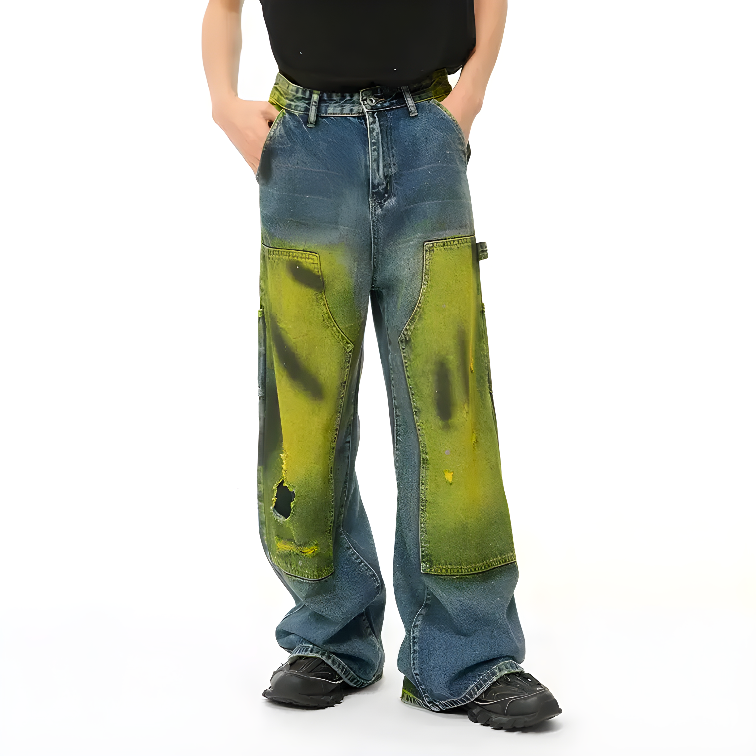 "Calyx" - Baggy Jeans - Patchwork & Graffiti