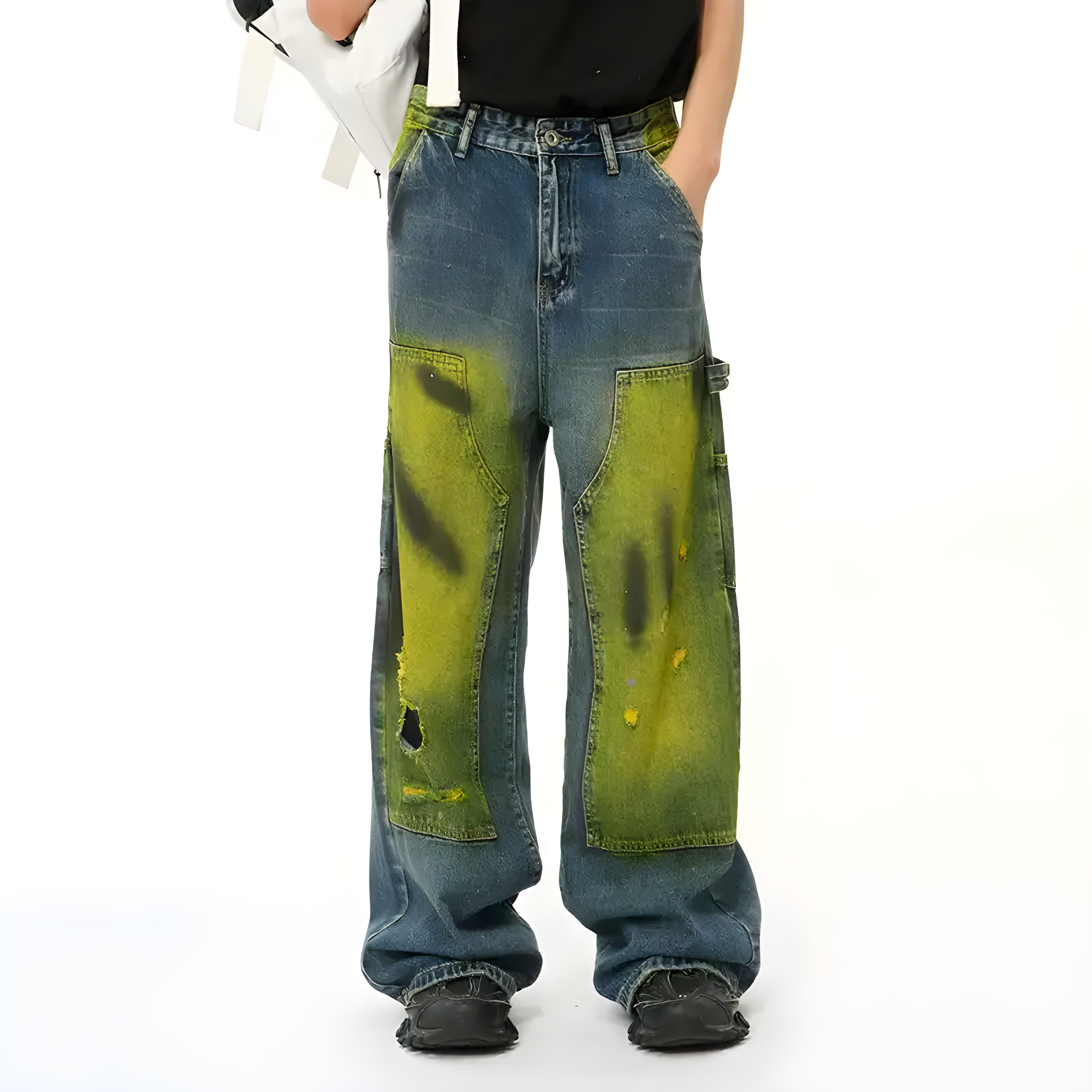 "Calyx" - Baggy Jeans - Patchwork & Graffiti