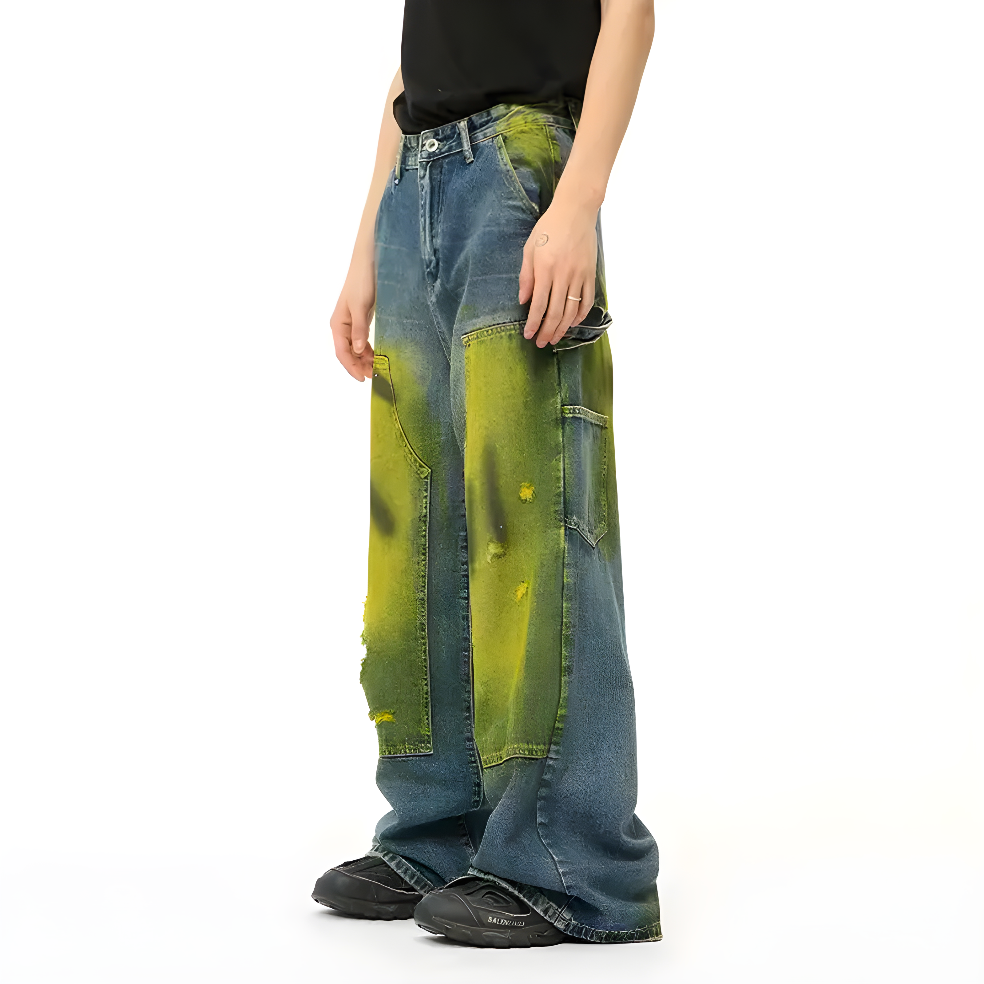 "Calyx" - Baggy Jeans - Patchwork & Graffiti