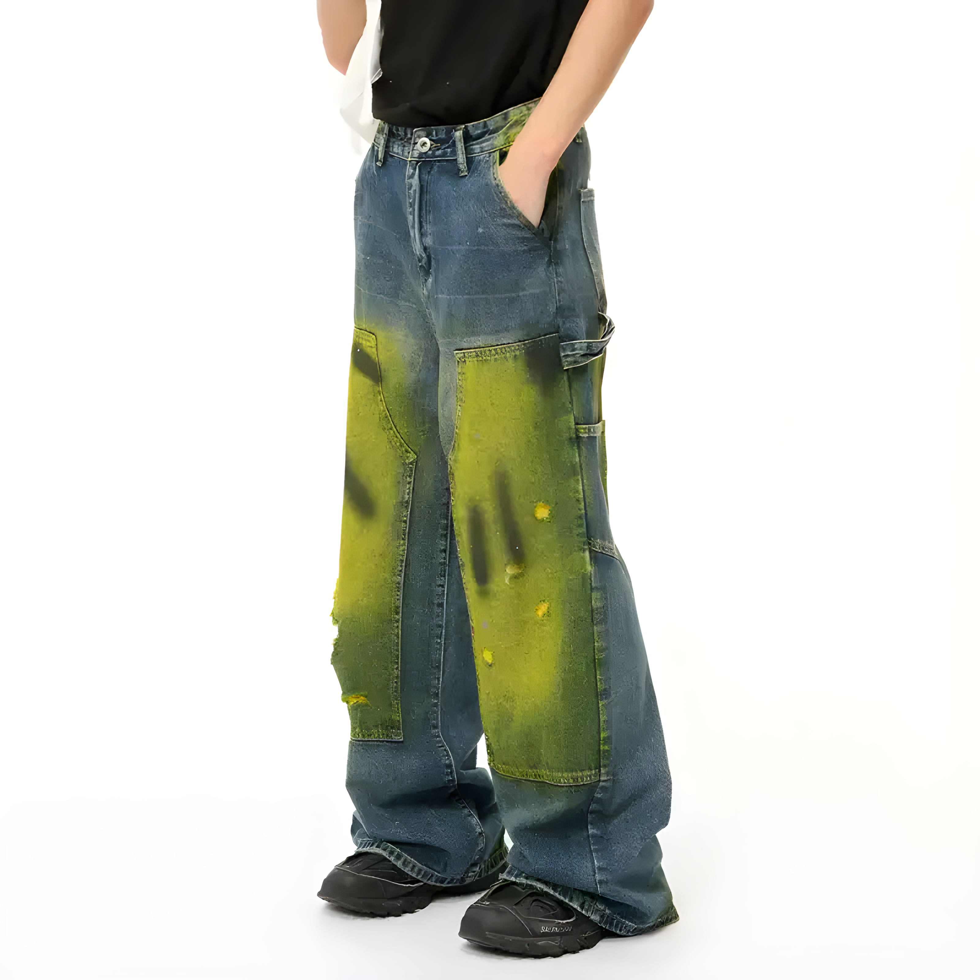 "Calyx" - Baggy Jeans - Patchwork & Graffiti