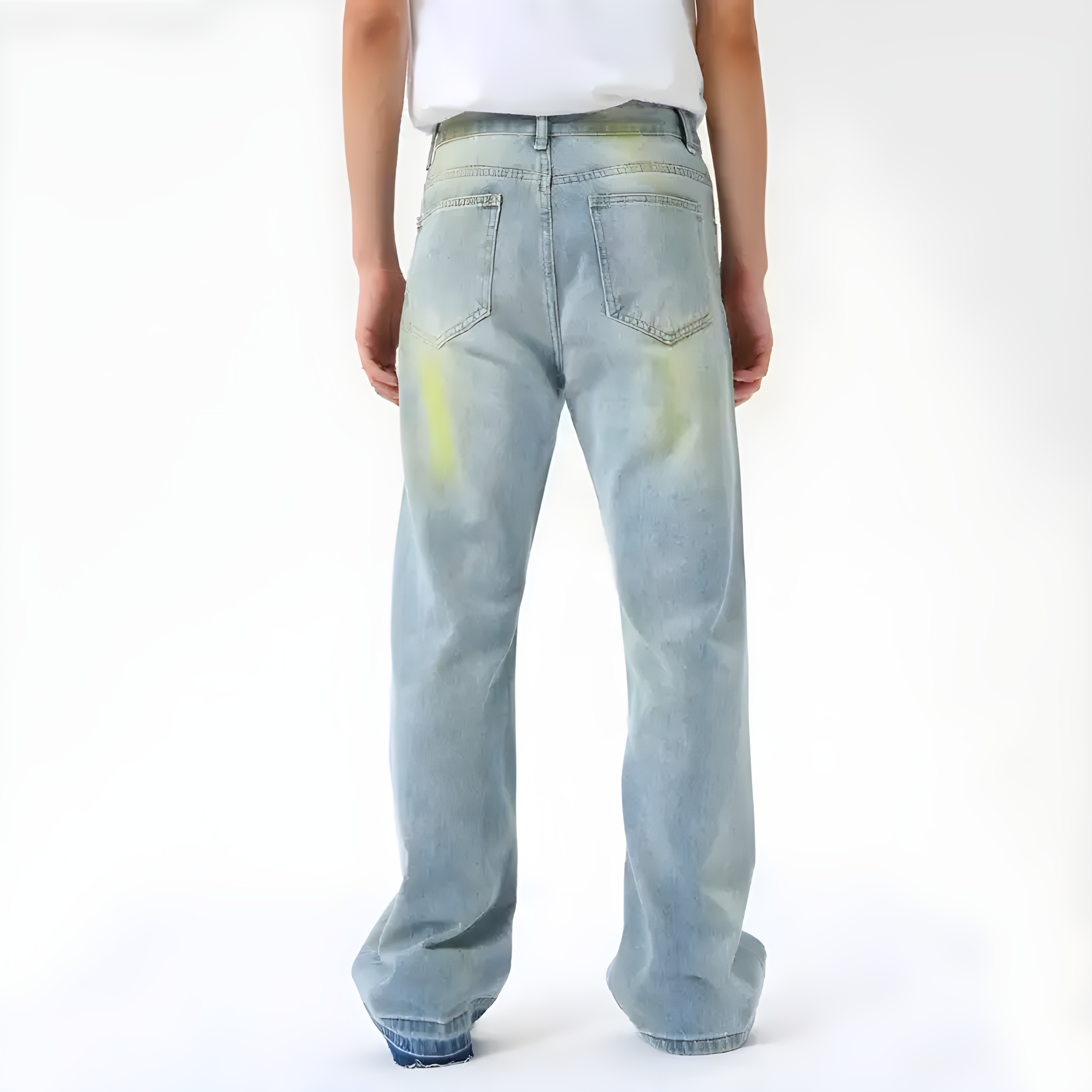 "Xyphra" - Regular Jeans - Light Blue Denim & Green Glow