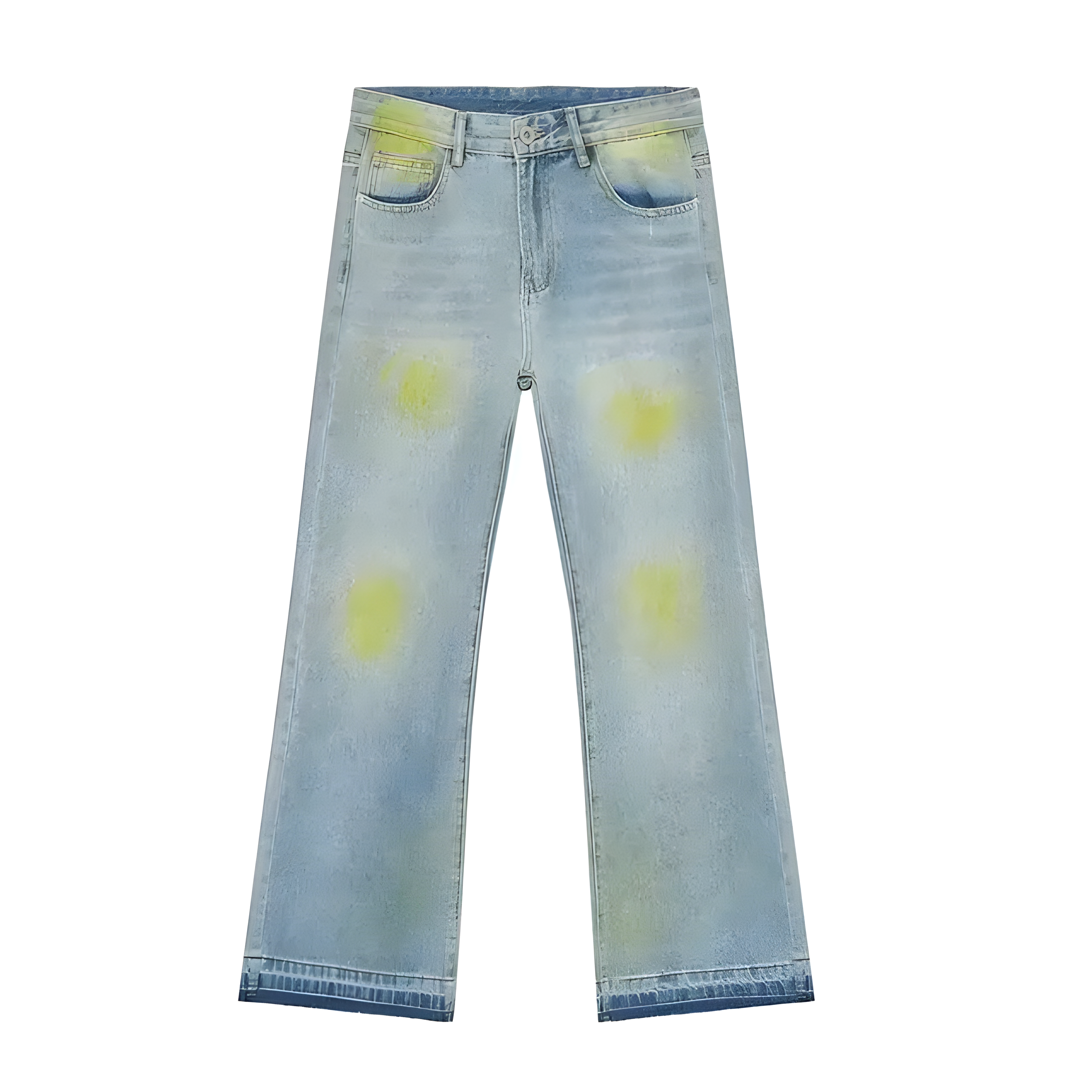 "Xyphra" - Regular Jeans - Light Blue Denim & Green Glow