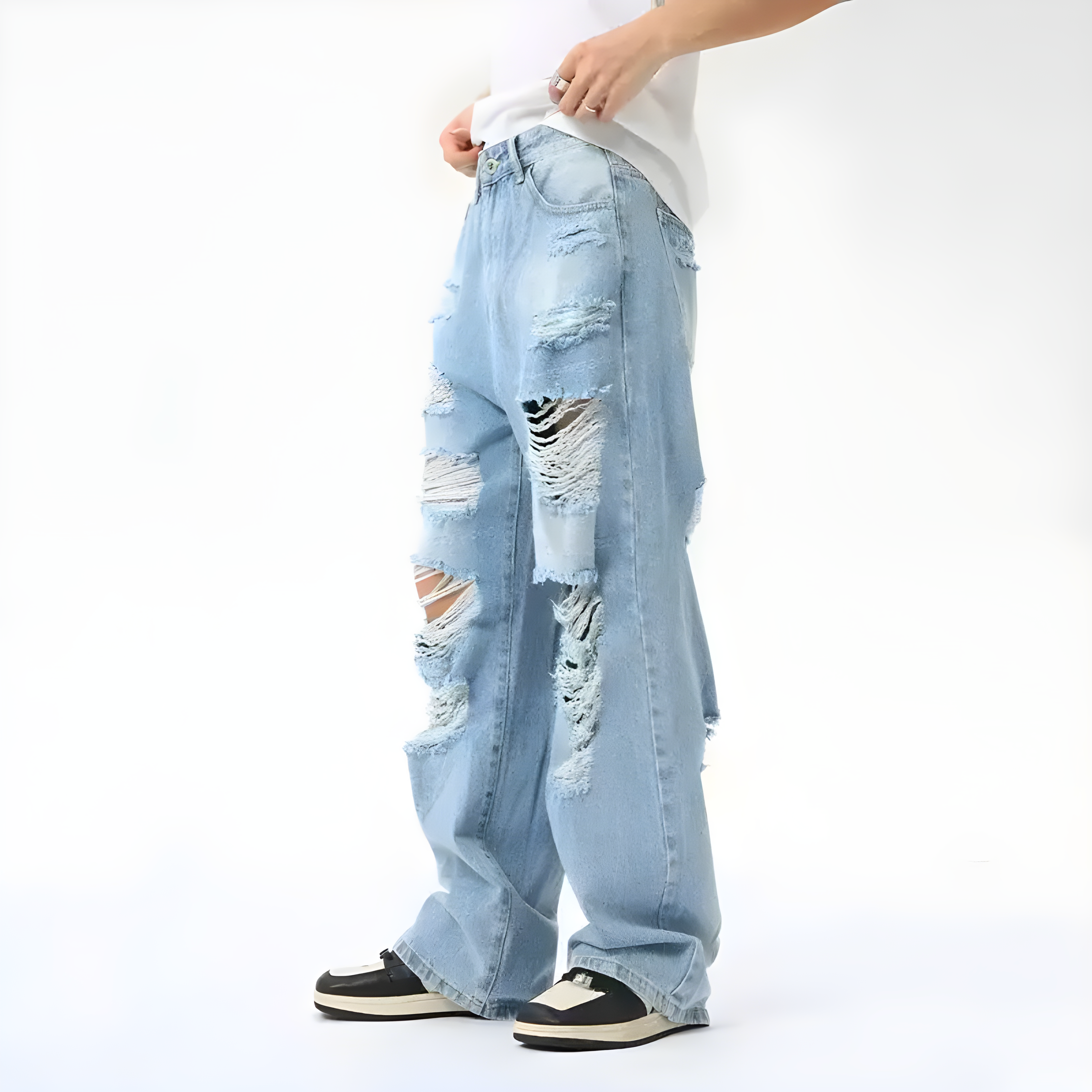 "Valdor" - Relaxed Fit Jeans - Destroy & Distressed Denim