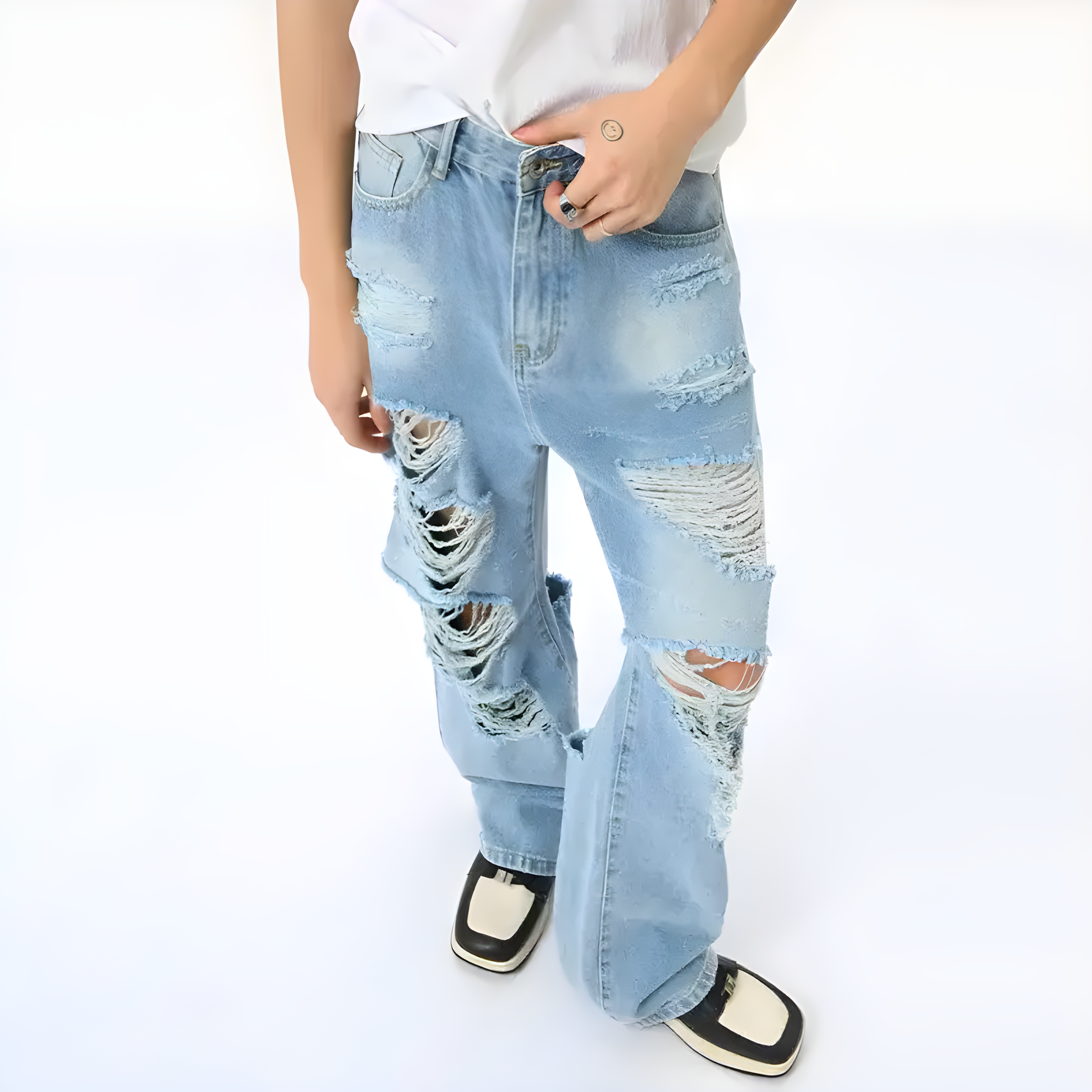 "Valdor" - Relaxed Fit Jeans - Destroy & Distressed Denim