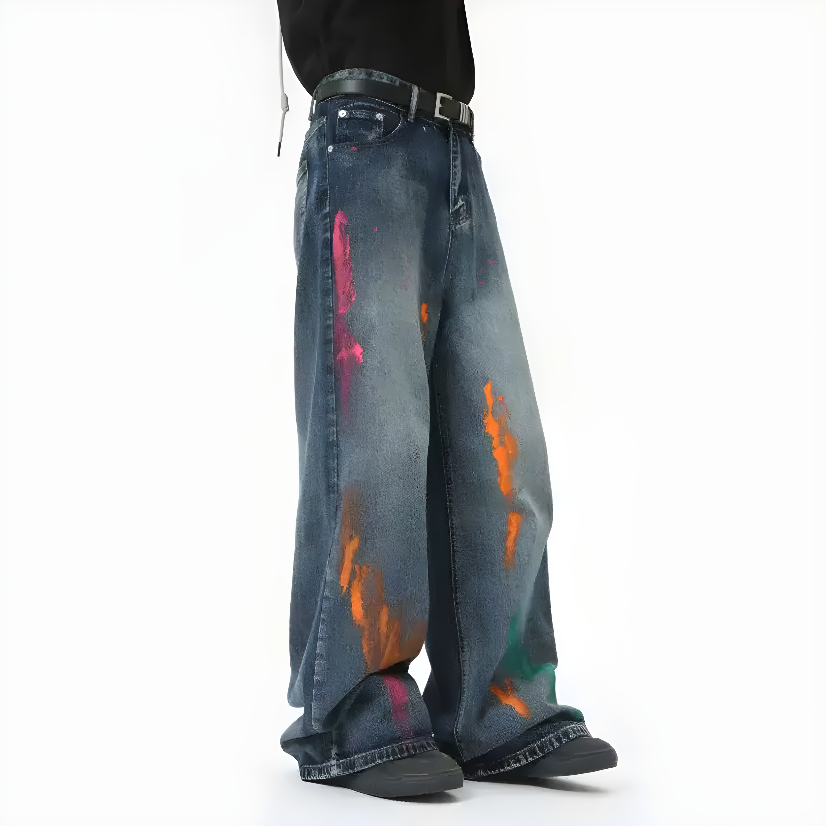 "Zelixor" - Baggy Jeans - Dark & Paint Graffiti