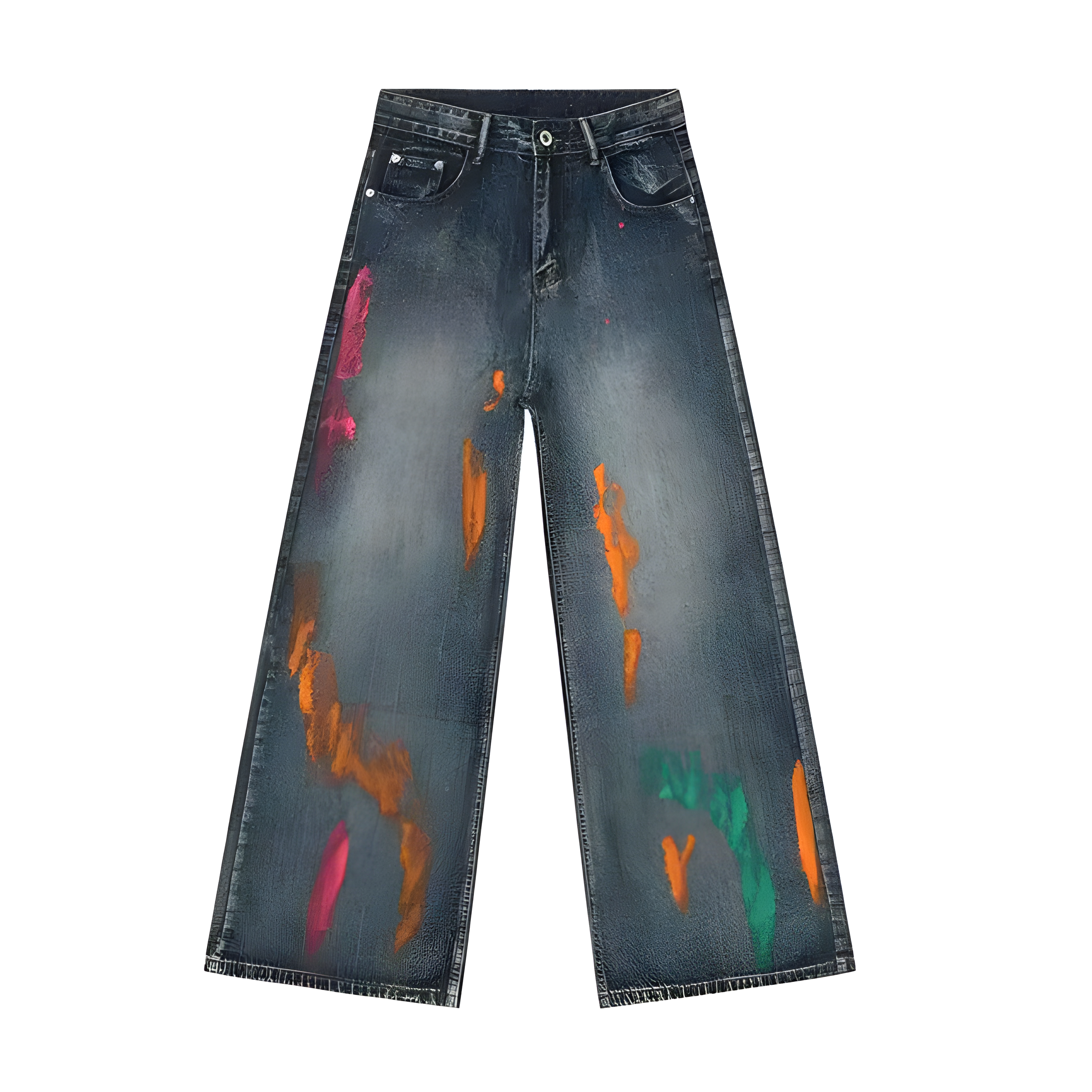 "Zelixor" - Baggy Jeans - Dark & Paint Graffiti