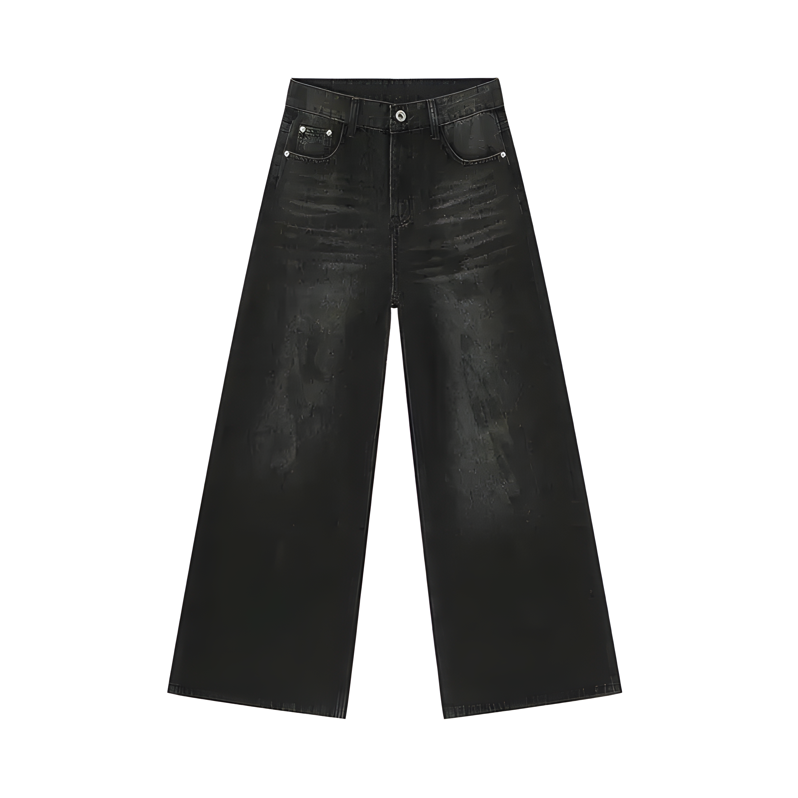 "Ixor" - Baggy Jeans - Distressed  Black Denim