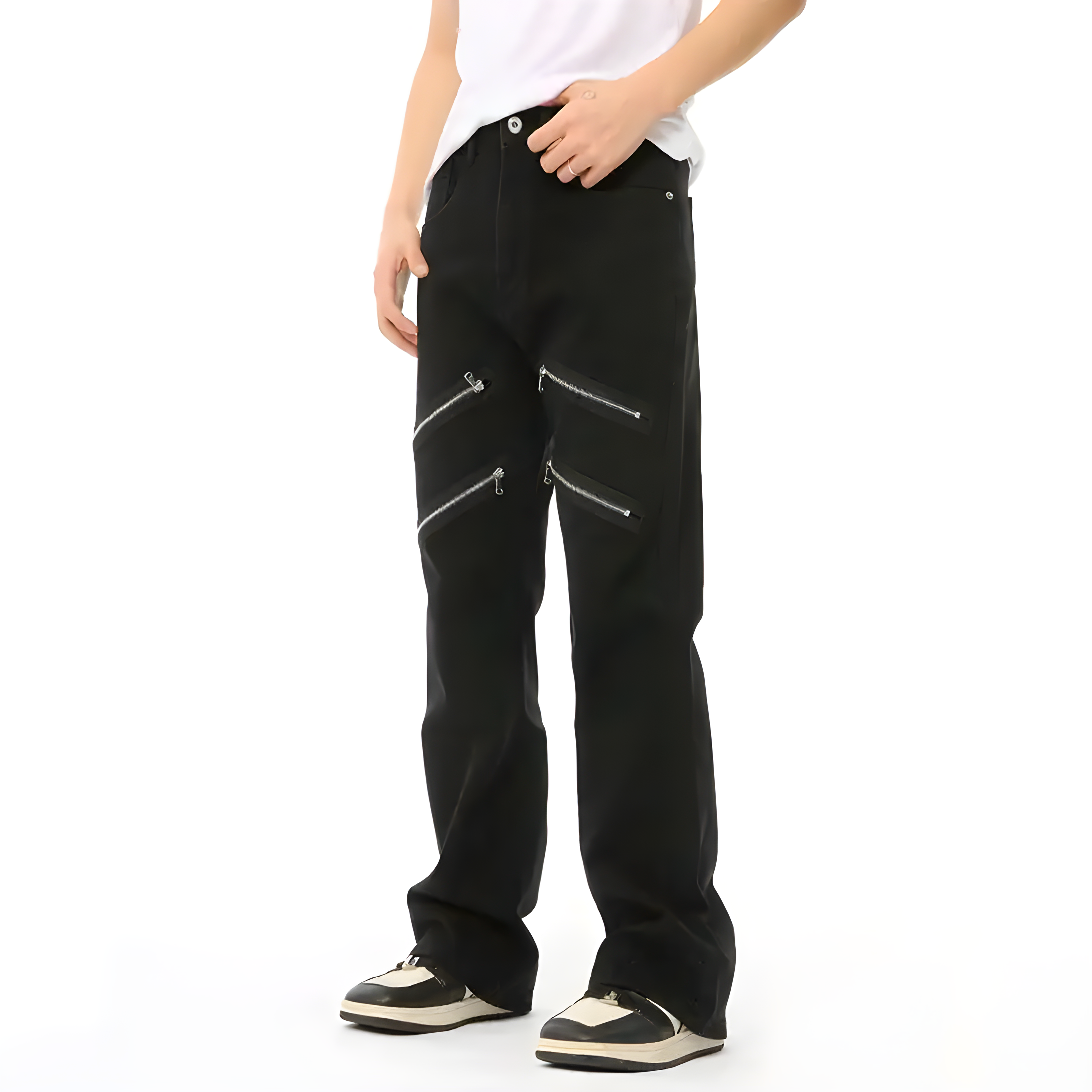 "Zephyris" - Regular Jeans - Black Denim & Zip