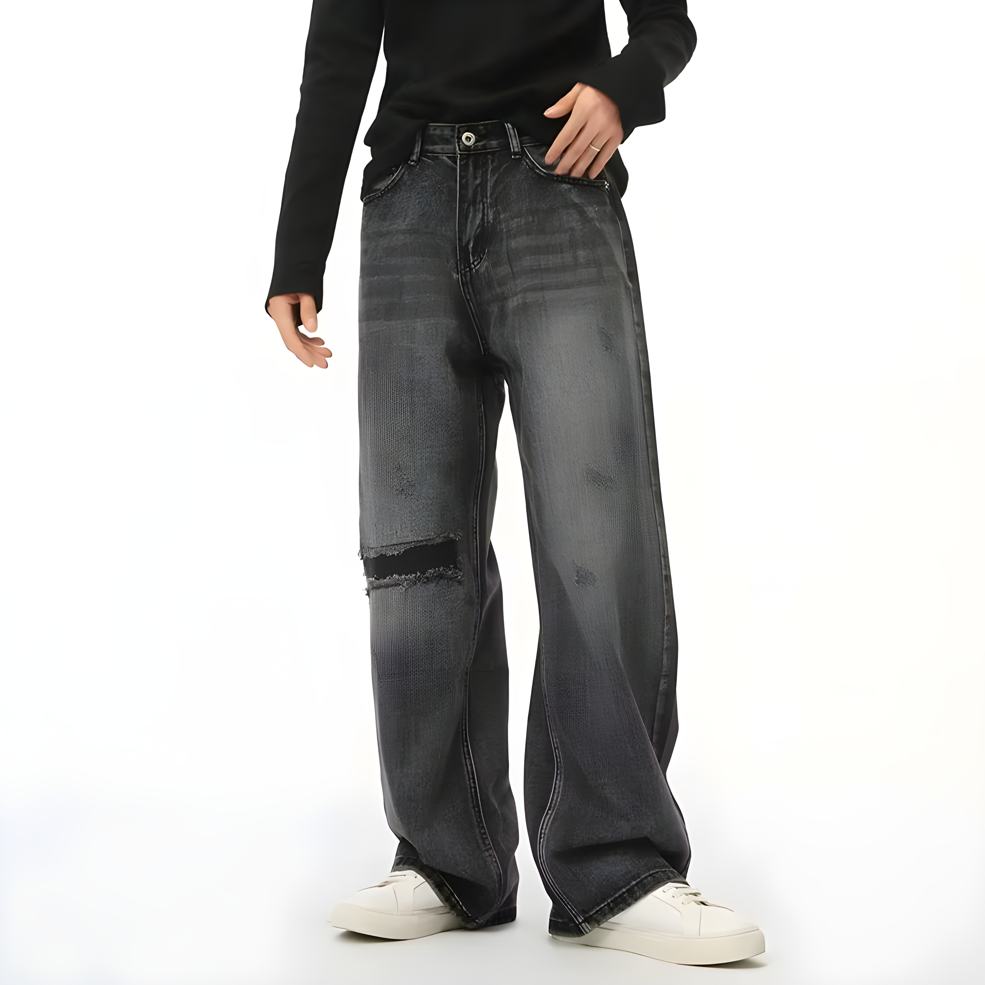 "Celvyn" - Baggy Jeans - Distressed & Washed