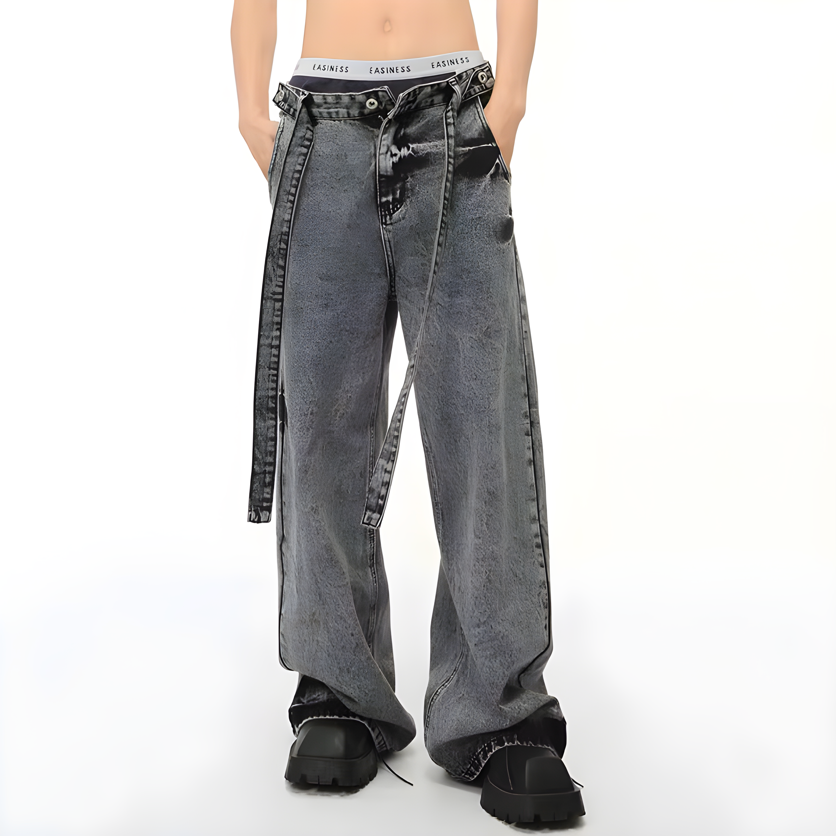 "Drilora" - Baggy Jeans - Belt & Washed