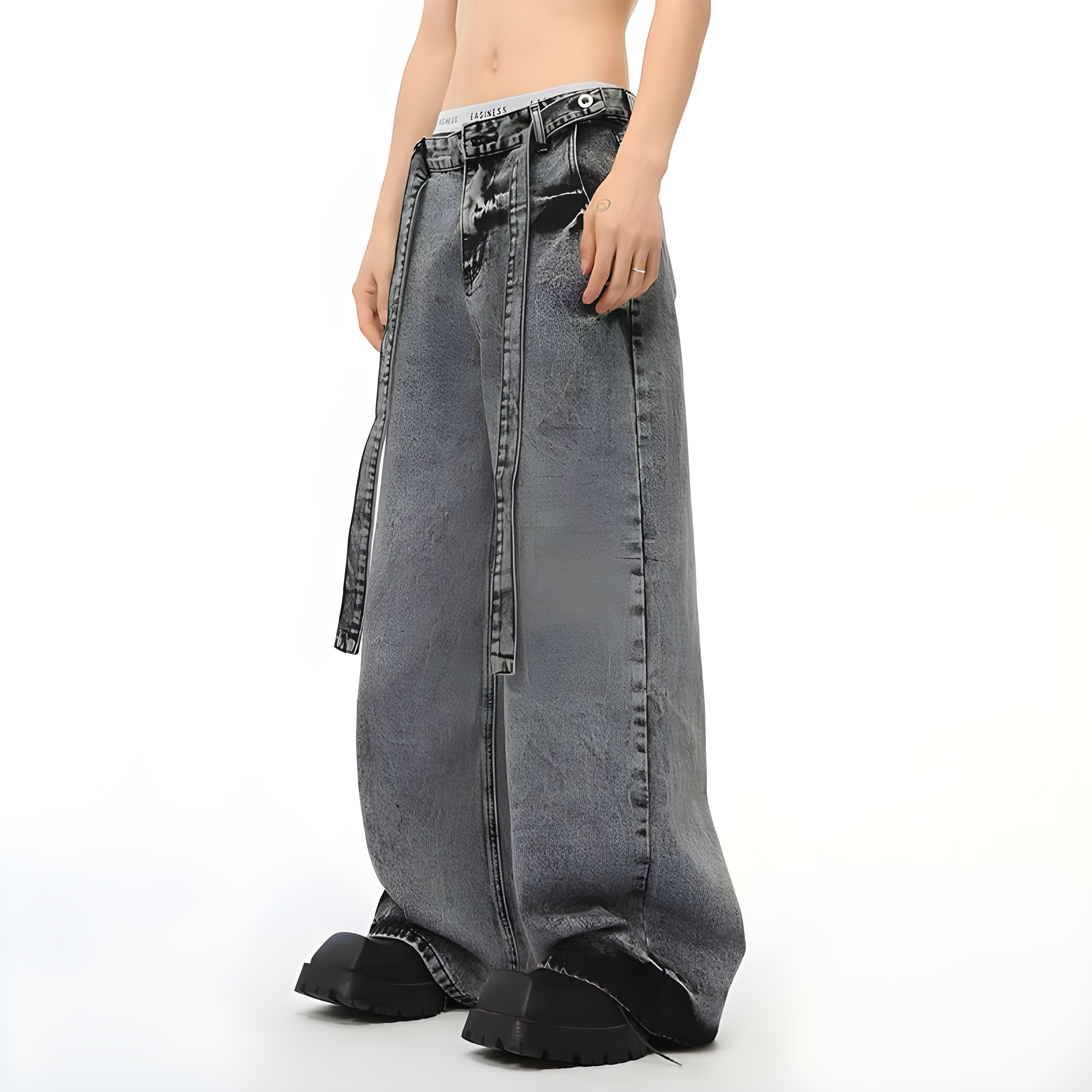 "Drilora" - Baggy Jeans - Belt & Washed