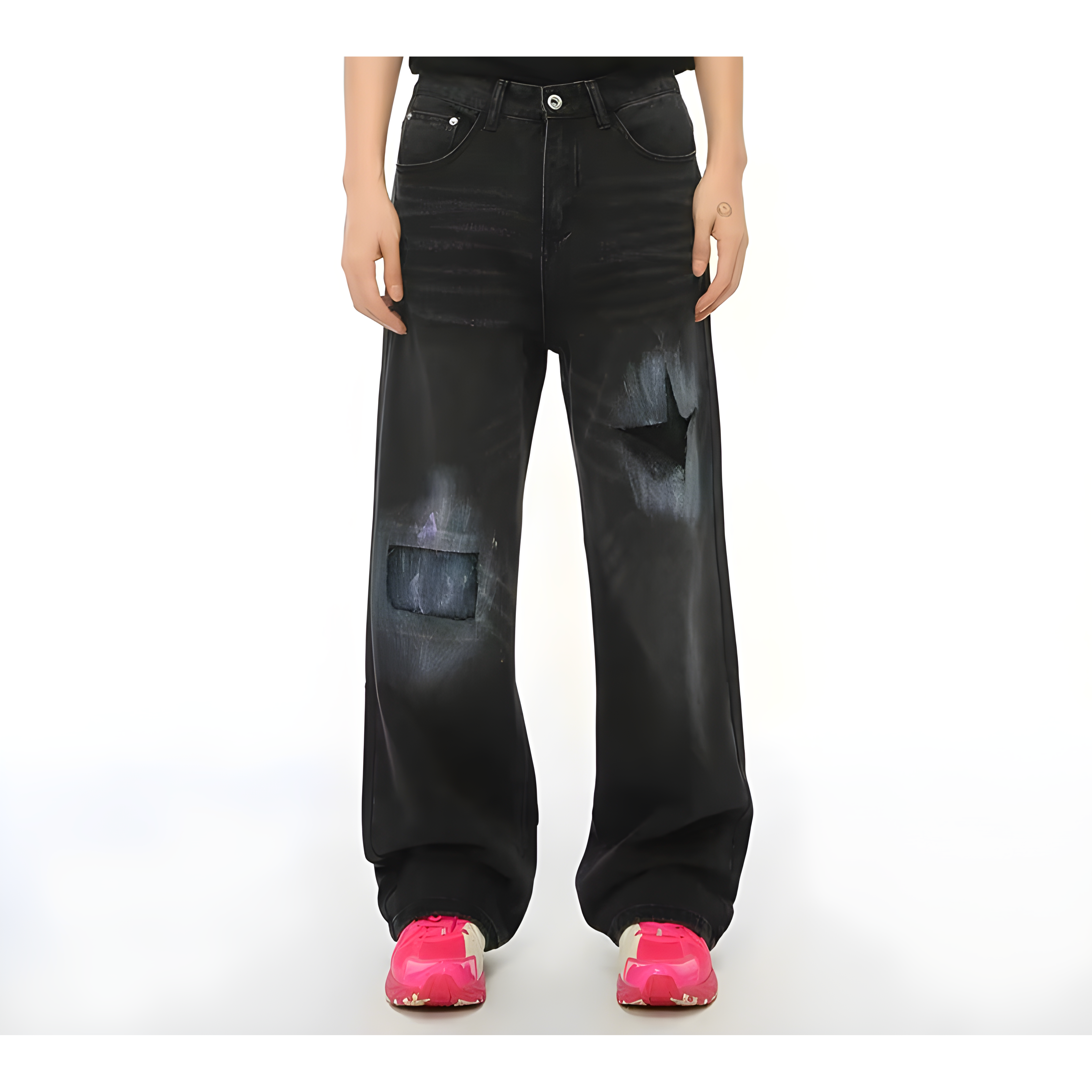 "Crylix" - Baggy Jeans - Distressed Black