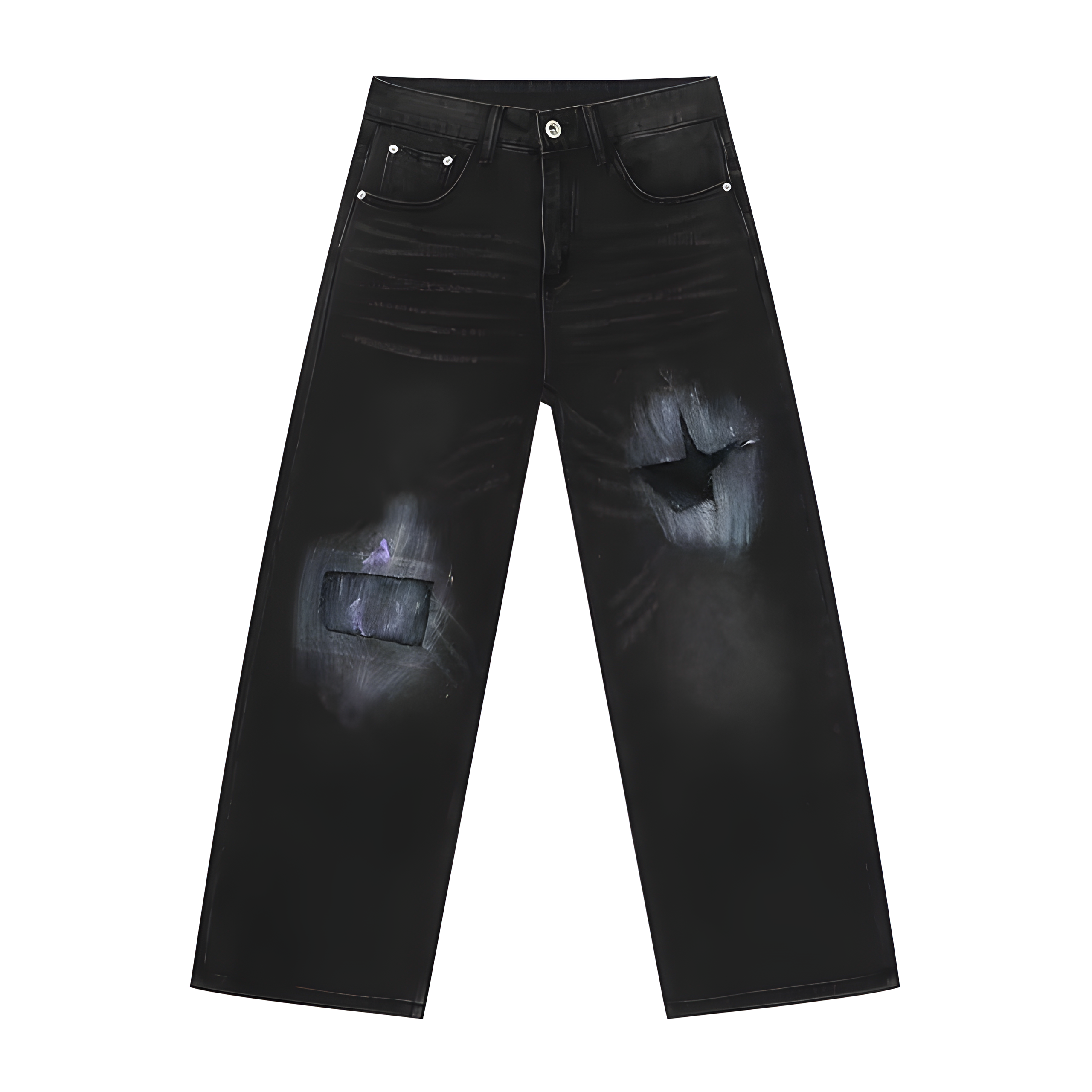 "Crylix" - Baggy Jeans - Distressed Black