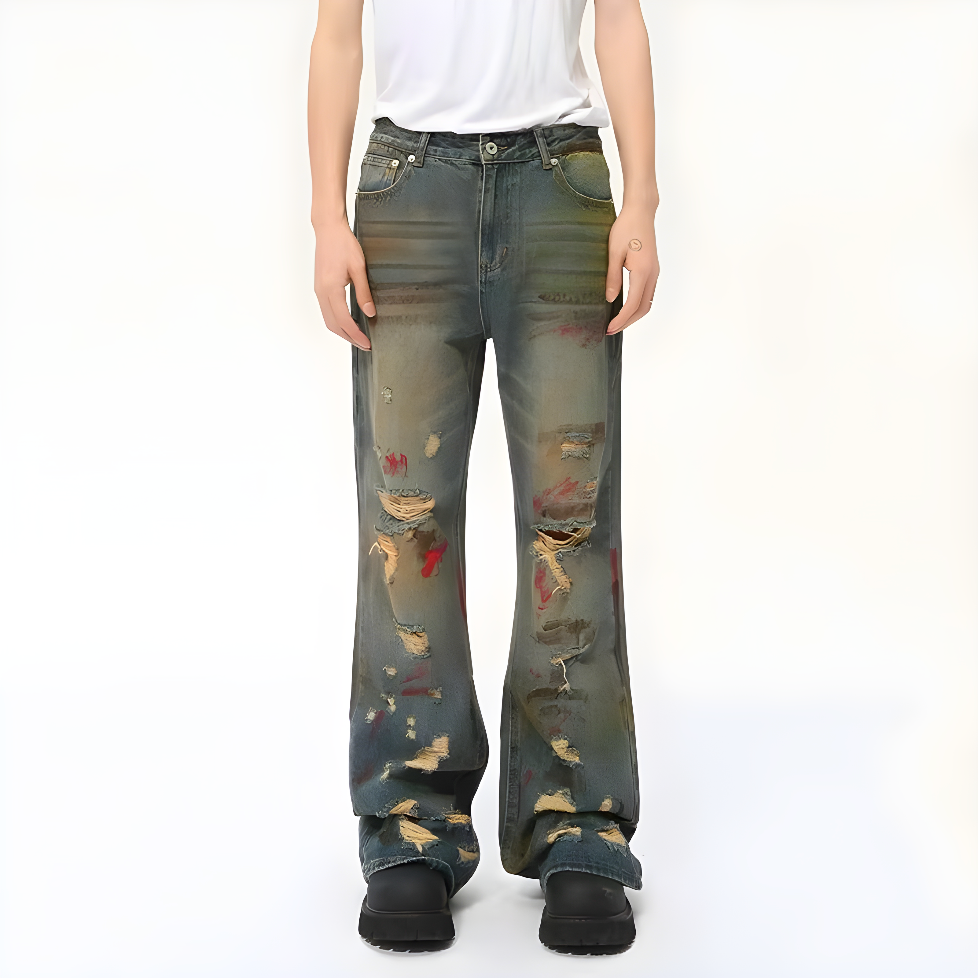 "Drystar" - Regular Jeans - Distressed Denim