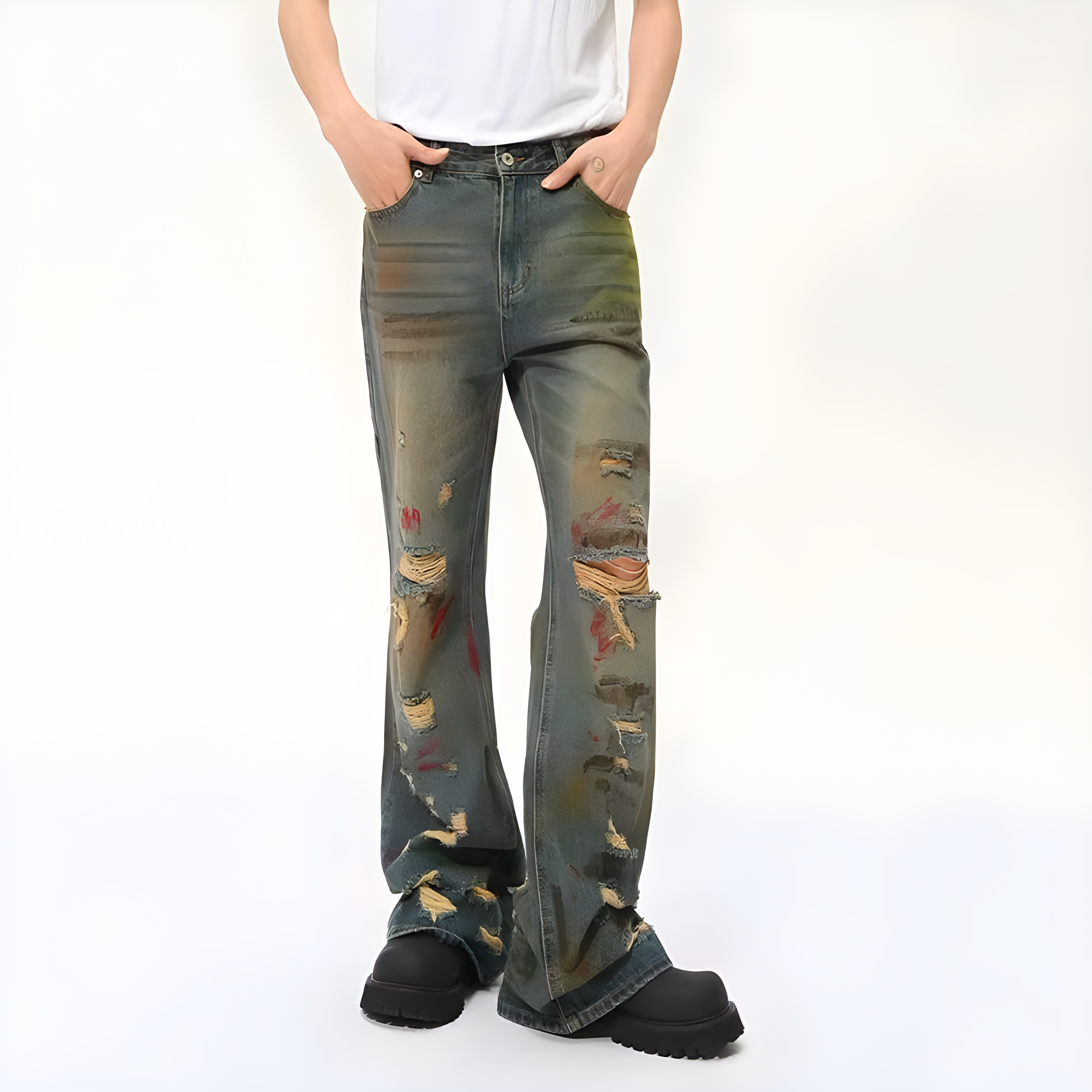 "Drystar" - Regular Jeans - Distressed Denim