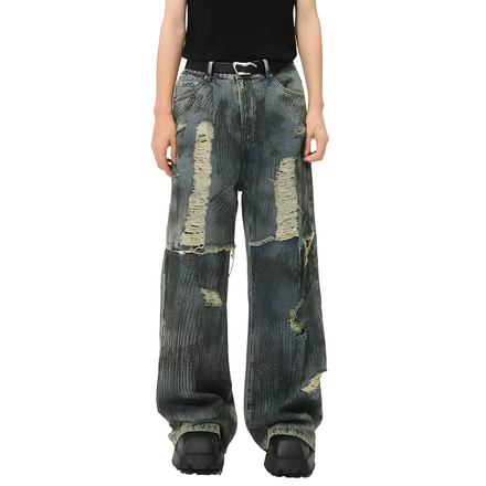 "Nyvoria" - Baggy Jeans - Distressed Denim