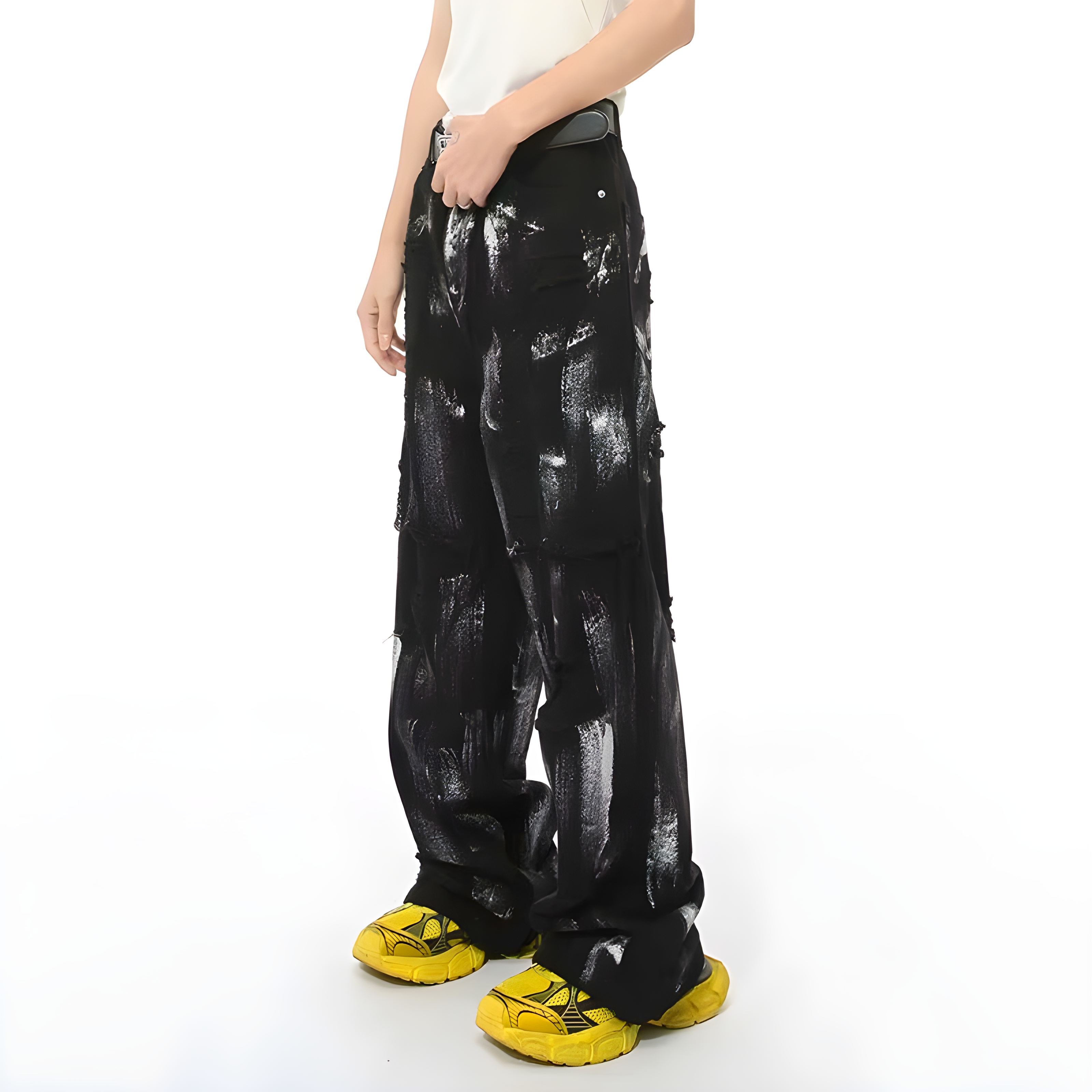 "Quirlan" - Baggy Jeans - Paint & Distressed