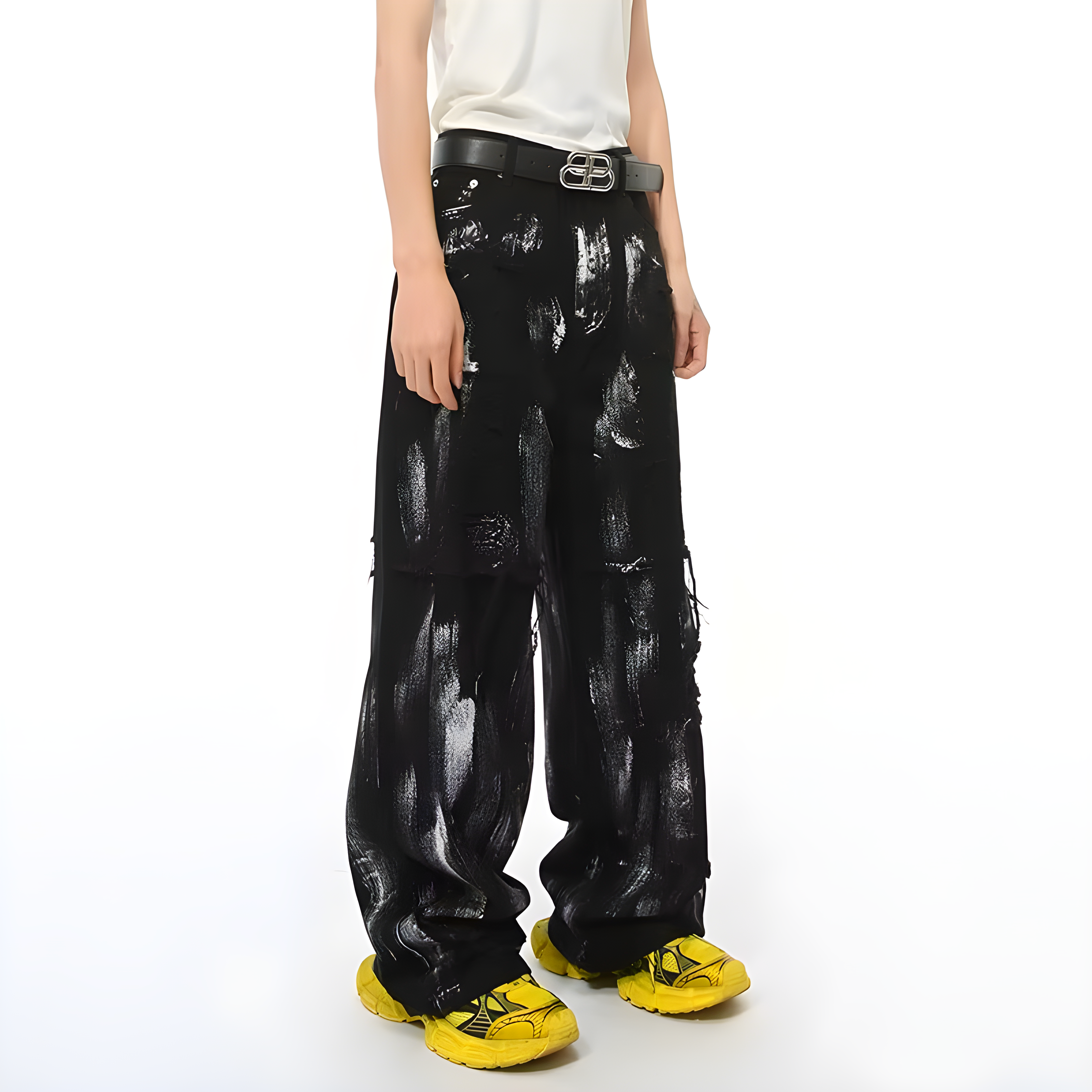 "Quirlan" - Baggy Jeans - Paint & Distressed