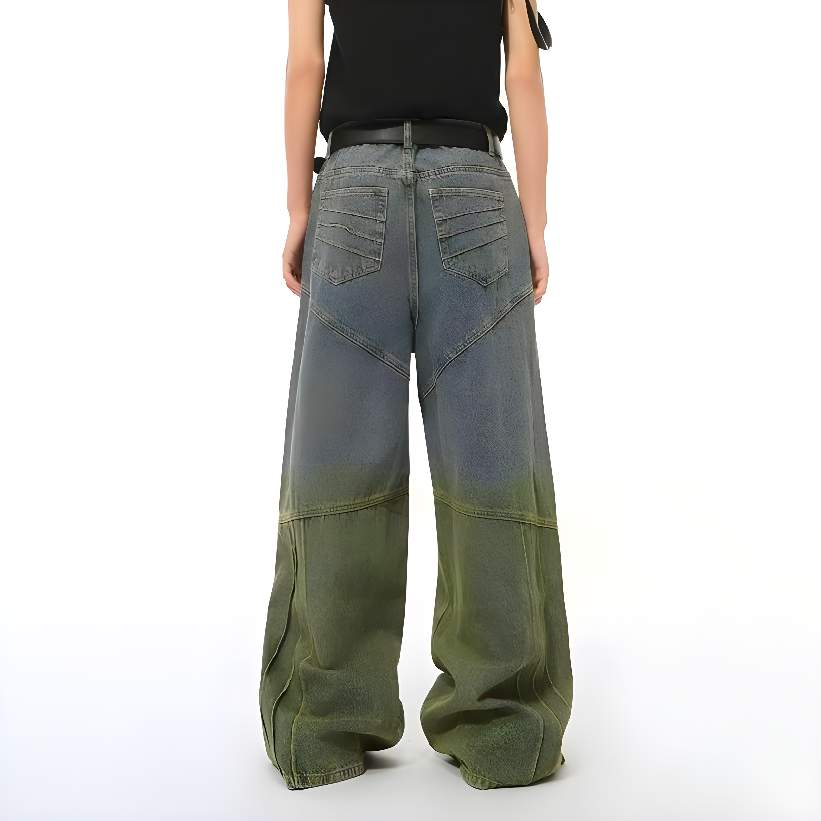 "Relvyn" - Baggy Jeans - Bi Color & Patch