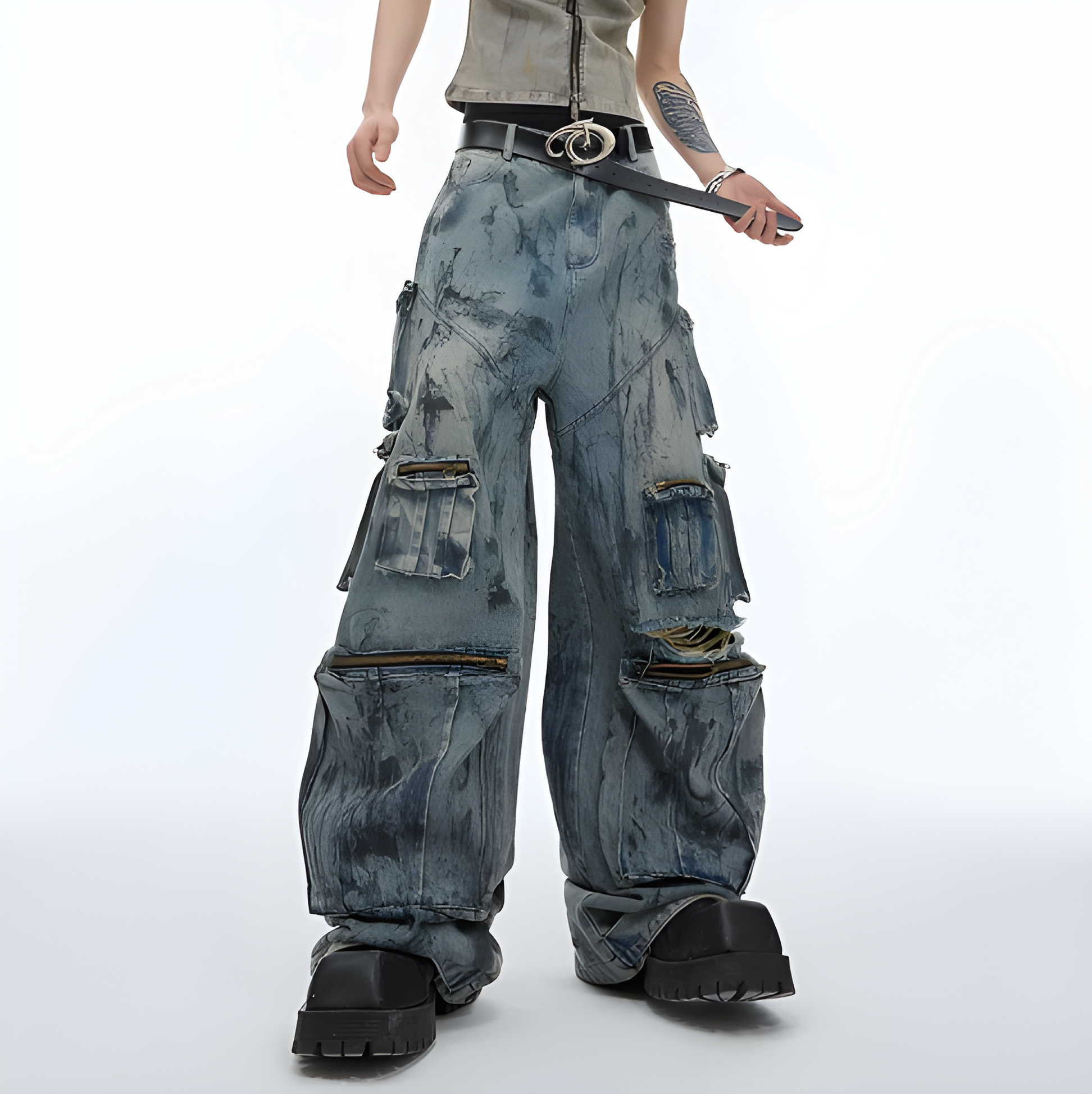 "Zynthra" - Baggy Jeans - Vintage Denim & Cargo