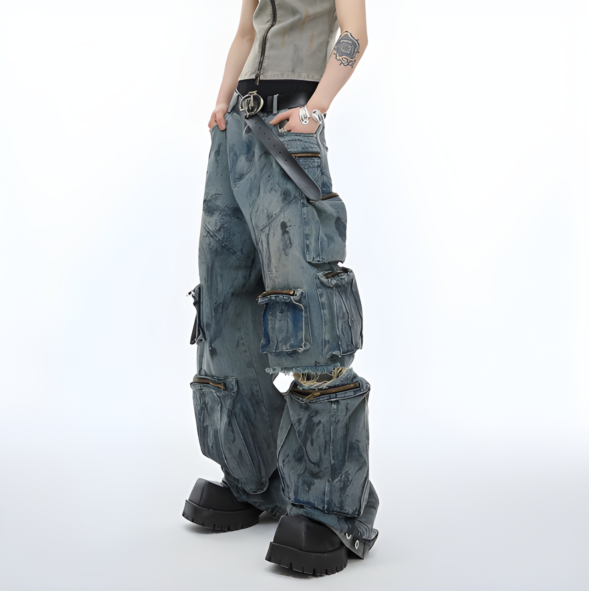 "Zynthra" - Baggy Jeans - Vintage Denim & Cargo