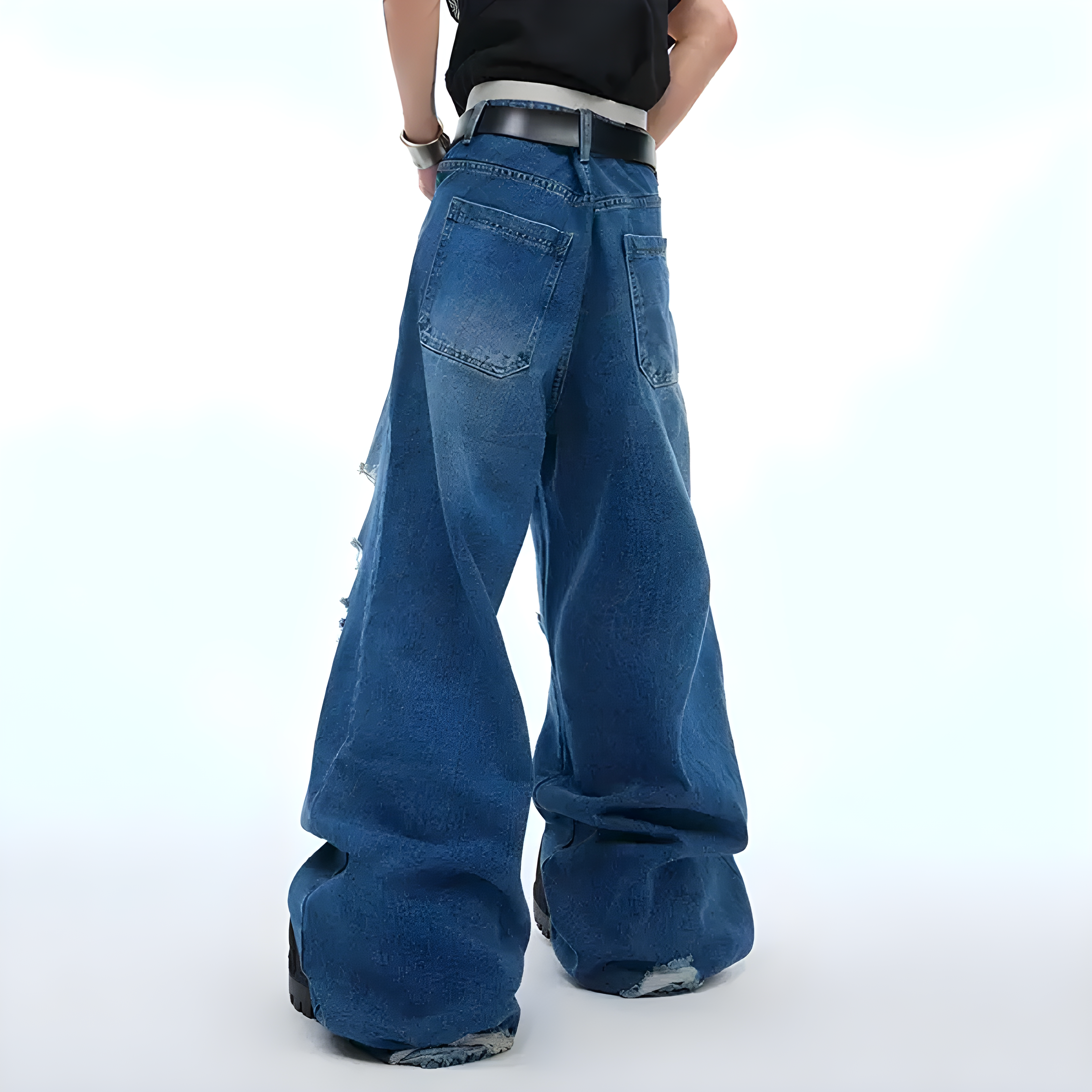 "Synthexa" - Baggy Jeans - Original Blue & Destroy